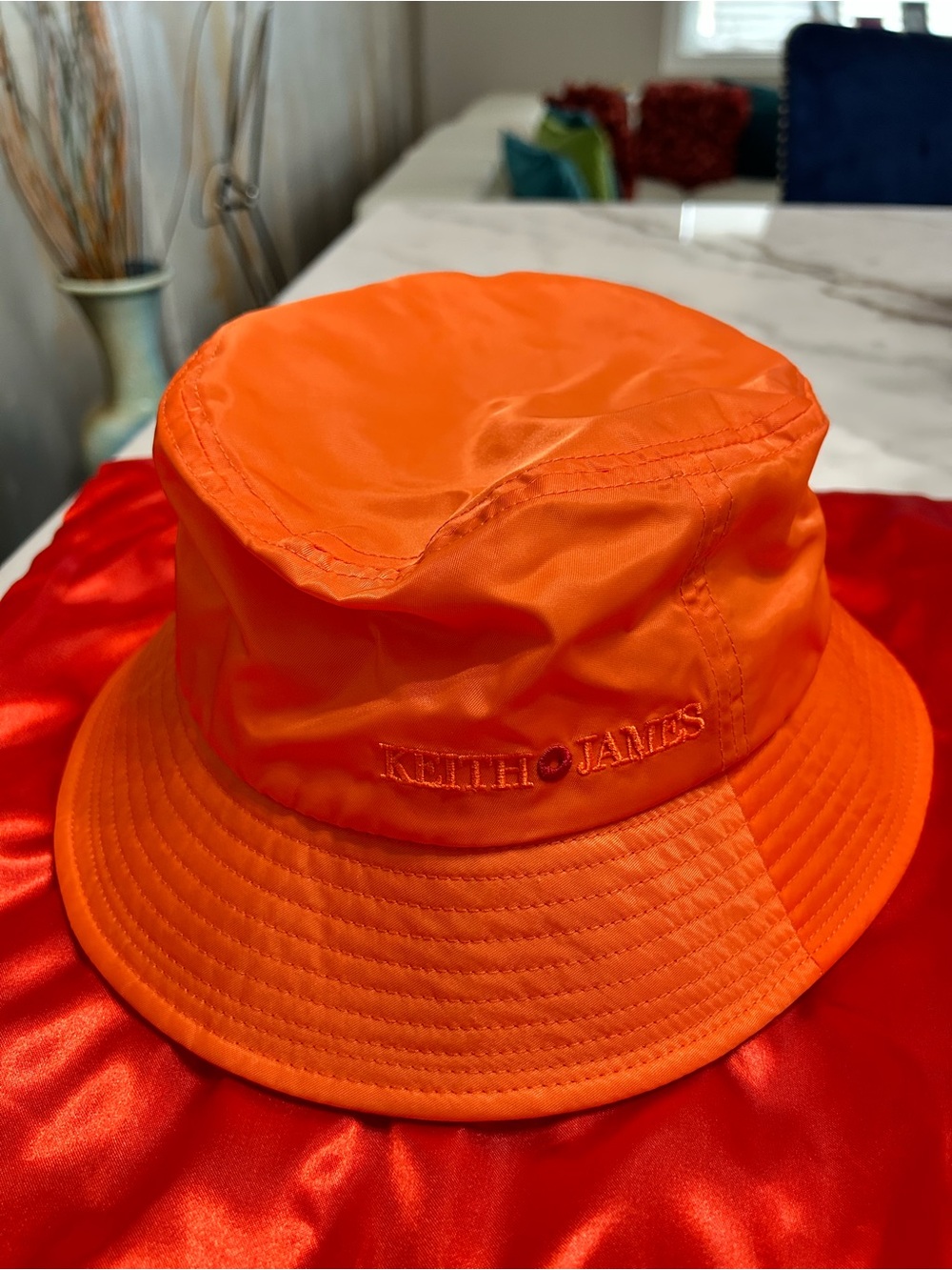 Keith James Orange Nylon Bucket Hat